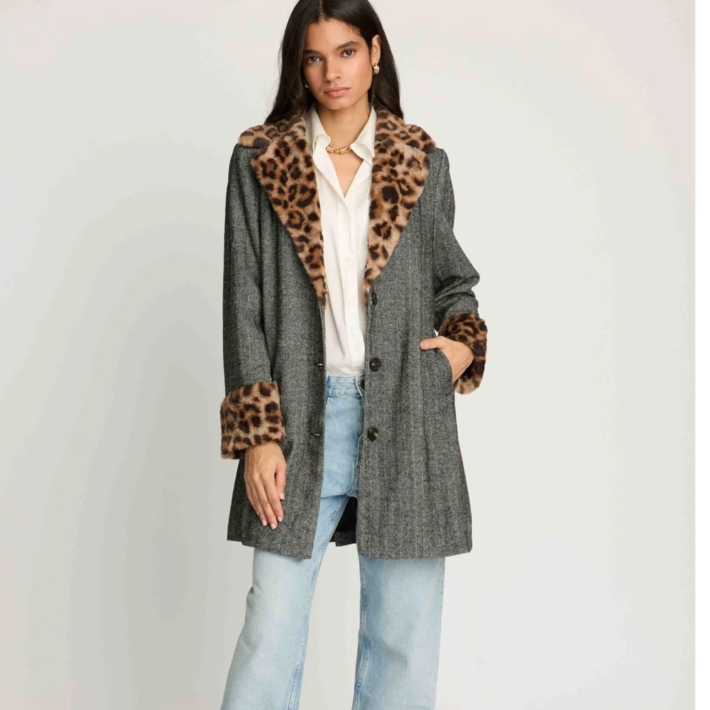 French Mauve ECHO FUR TRIM COAT Size Medium